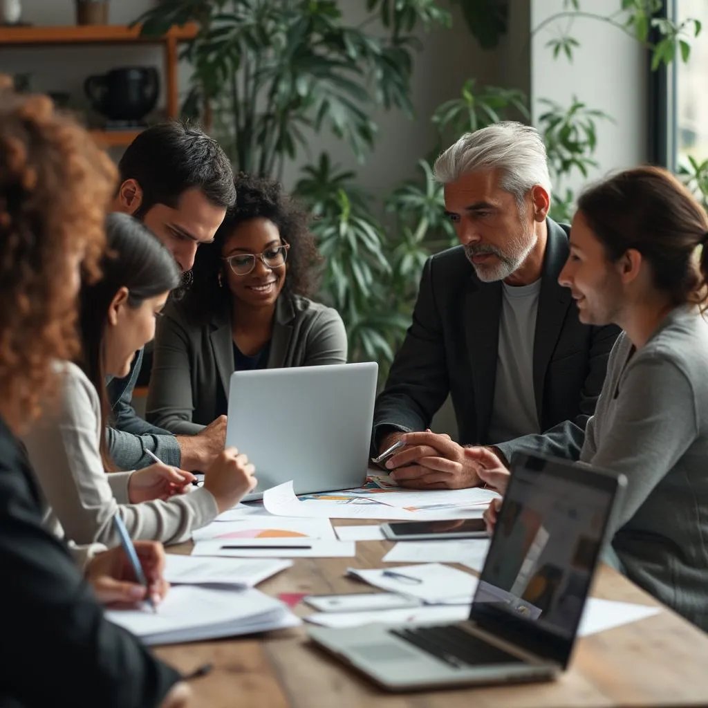 Equipo de consultores colaborando